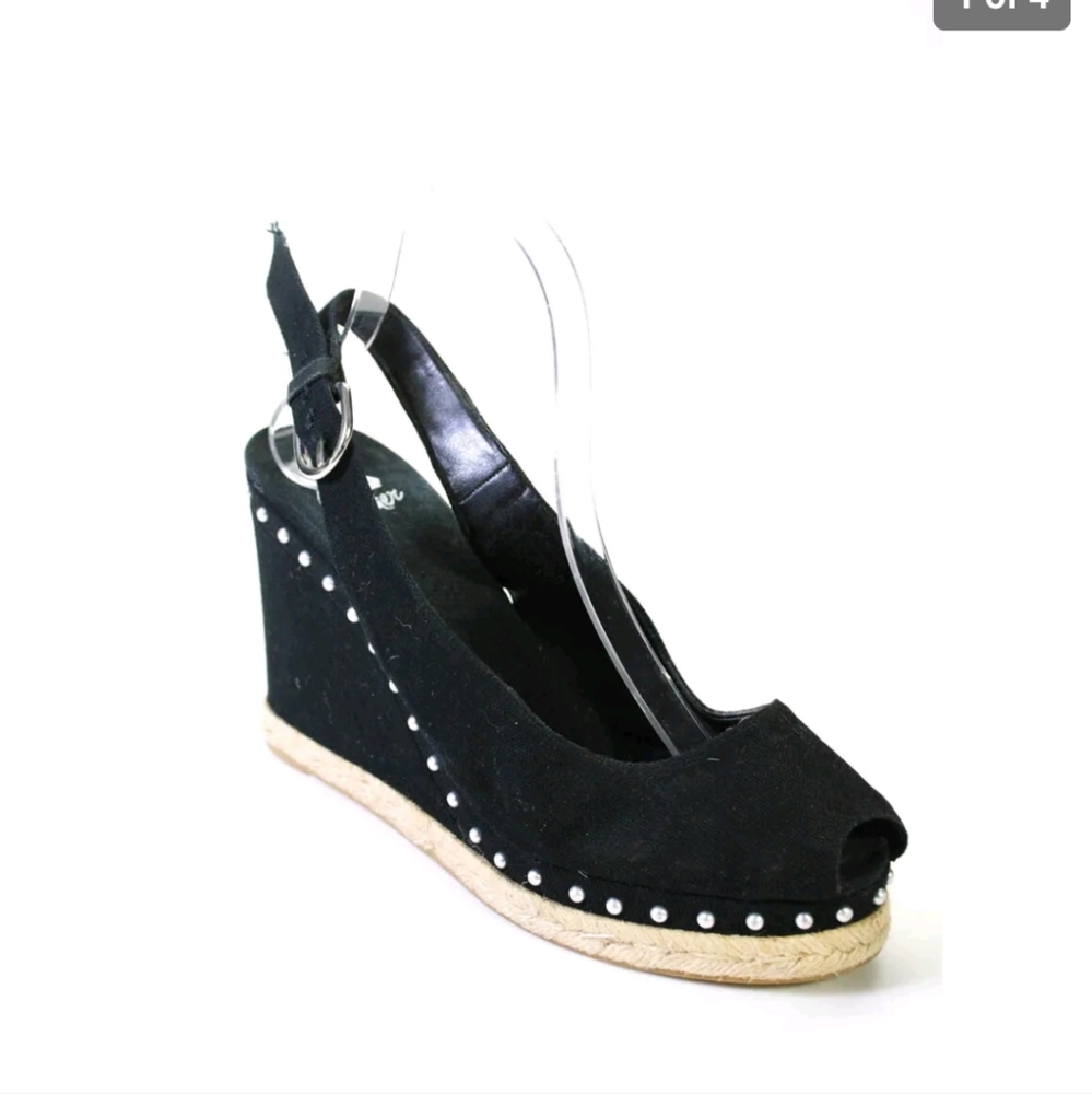 Castaner Wedge Sandals in Black With Studs - Picture 6 of 6